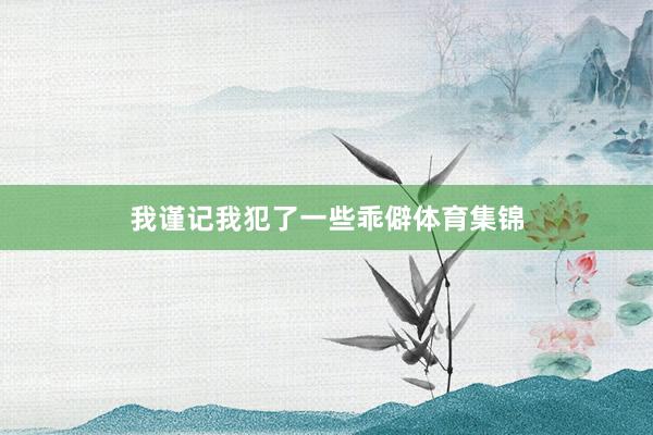 我谨记我犯了一些乖僻体育集锦