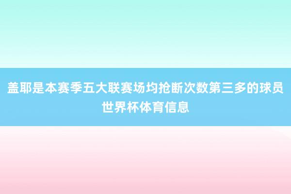 盖耶是本赛季五大联赛场均抢断次数第三多的球员世界杯体育信息