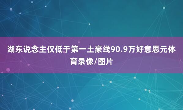 湖东说念主仅低于第一土豪线90.9万好意思元体育录像/图片
