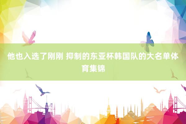他也入选了刚刚 抑制的东亚杯韩国队的大名单体育集锦
