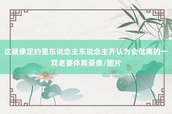 这就像定约里东说念主东说念主齐认为会仳离的一双老婆体育录像/图片