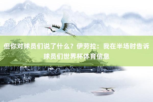 但你对球员们说了什么？伊劳拉：我在半场时告诉球员们世界杯体育信息