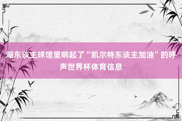 湖东谈主球馆里响起了“凯尔特东谈主加油”的呼声世界杯体育信息