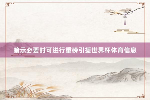 暗示必要时可进行重磅引援世界杯体育信息